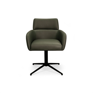 Marco spisebordsstol m/ drejefunktion - Army grøn semianilin læder - Stærk pris